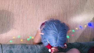 Секс видео с эльфом с синими волосами: жесткий трах и конча на лицо