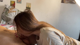 Horny stepSISTER SUCKING stepBROTHER big COCK, CUM on his FACE and HAIR - YourSofia.mp4