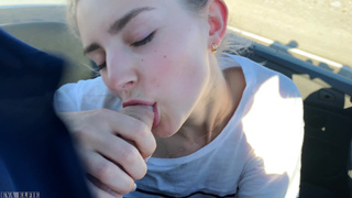Русская туристка в кабриолете: страстный минет и жесткий секс по дороге в Вегас