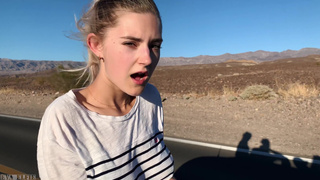 Русская туристка в кабриолете: страстный минет и жесткий секс по дороге в Вегас