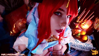 Секс видео с малышкой из Геншин — страстный кремпай с аниме героиней