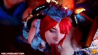 Секс видео с малышкой из Геншин — страстный кремпай с аниме героиней