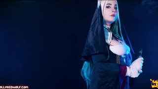 Развратная монашка лижет анус и дрочит член до конча