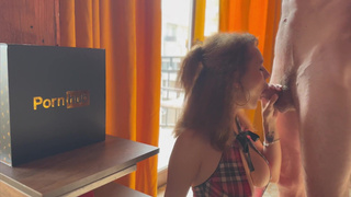 Пышная Позитивная Спайс в страстном минете с глубоким заглатыванием