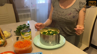 Note To Housewives. Stepmother Prepares A Holiday Salad - 2160p