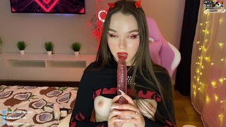 sLittle sexy devil caresses her holes. Cosplay.mp4