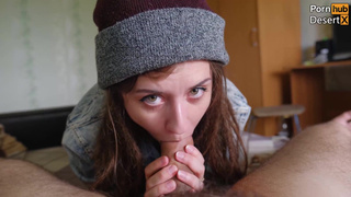 Страстный минёт от брюнетки с дредами